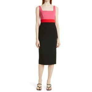 Donna Karan New York West Village square neck colorblock‎ dress small New NWT